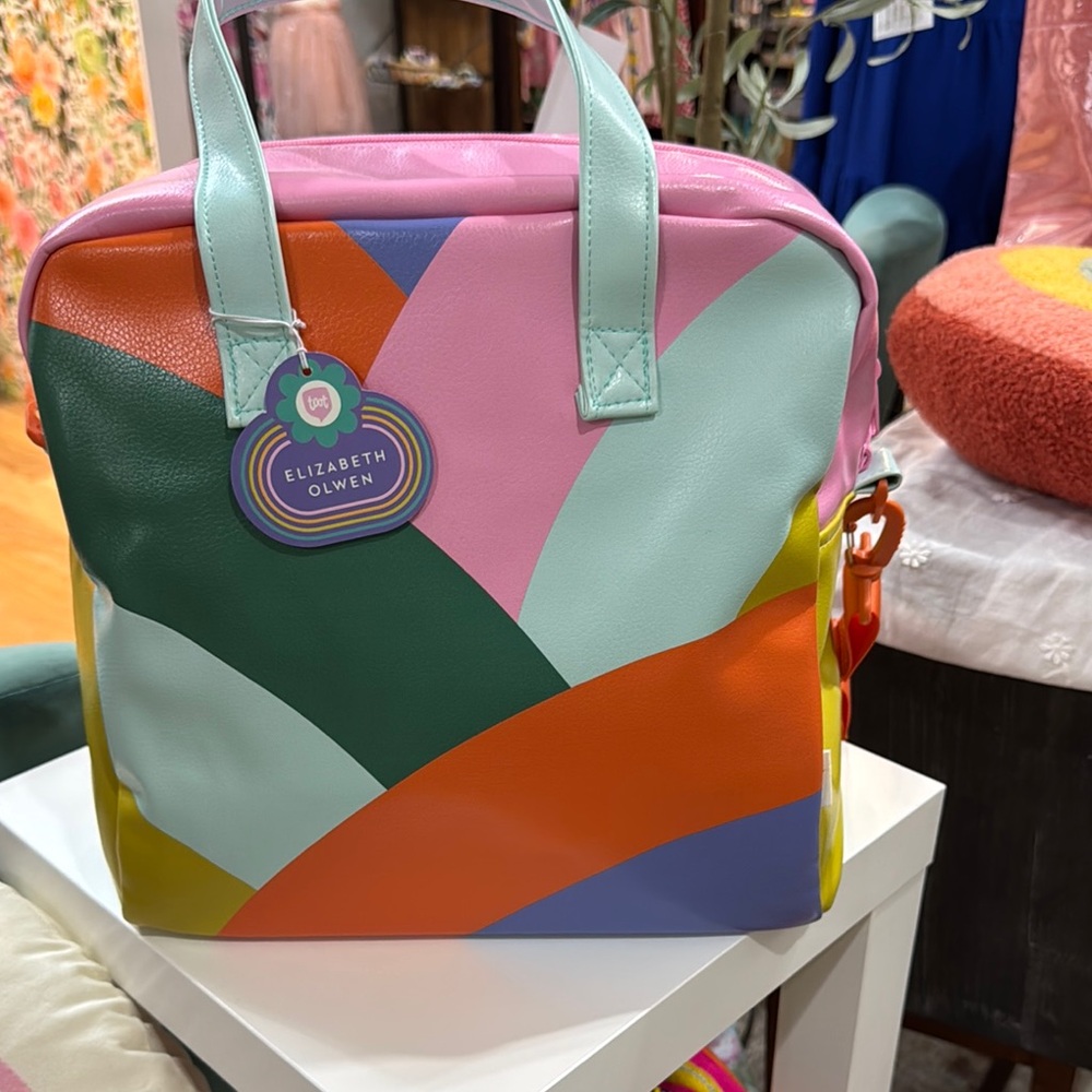 Vibrant Pink and Orange Geometric Tote Bag